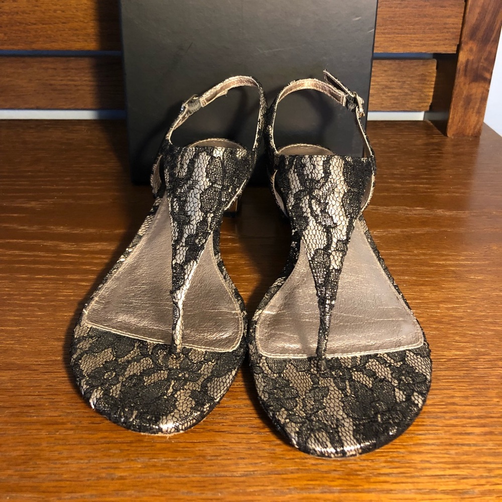 Adrianna Pappel Black and Gold Dress Sandals